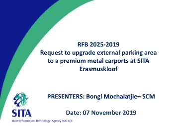 RFB 2025-2019  Request to upgrade external parking area  to a premium metal carports at SITA