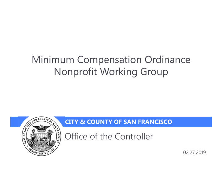 minimum compensation ordinance nonprofit working group
