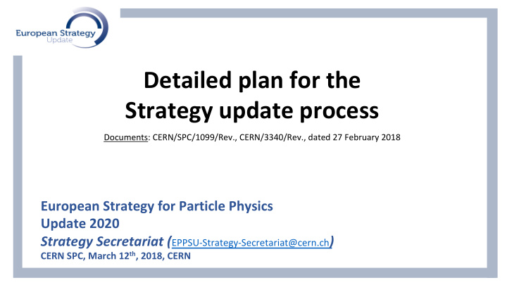 detailed plan for the strategy update process