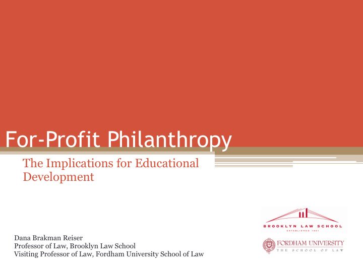 for profit philanthropy
