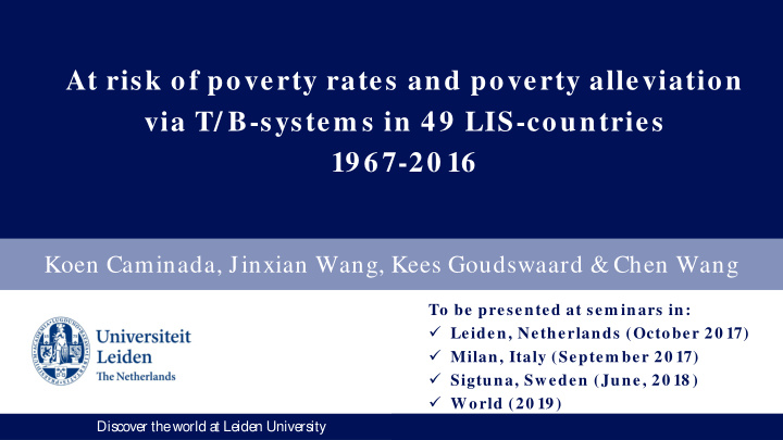 at risk of poverty rates and poverty alleviation via t b