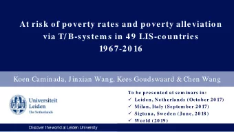 At risk of poverty rates and poverty alleviation  via T/ B-system s in 4 9 LIS-countries  1967-20