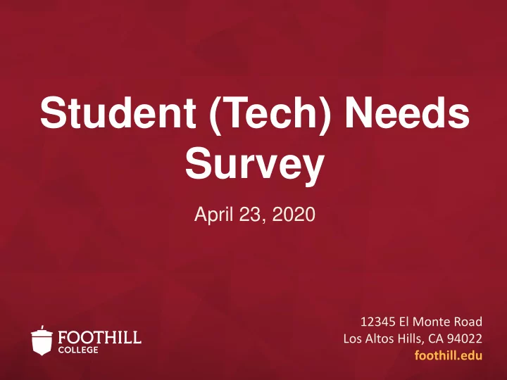 student tech needs survey