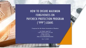 HOW TO ENSURE MAXIMUM  FORGIVENESS ON  PAYCHECK PROTECTION PROGRAM  (PPP) LOANS  Prepared for