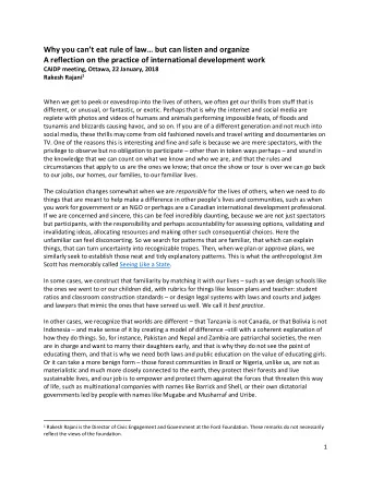 Why you cant eat rule of law but can listen and organize  A reflection on the practice of