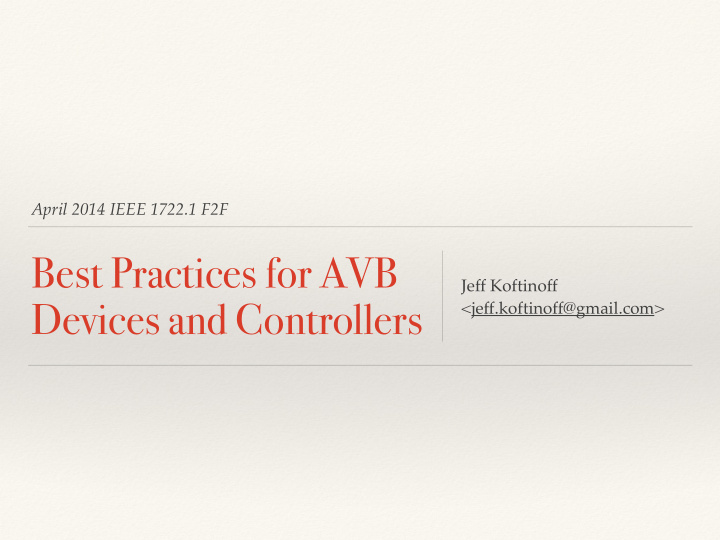 best practices for avb