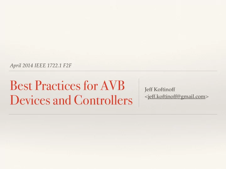 best practices for avb