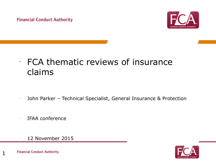fca thematic reviews of insurance claims