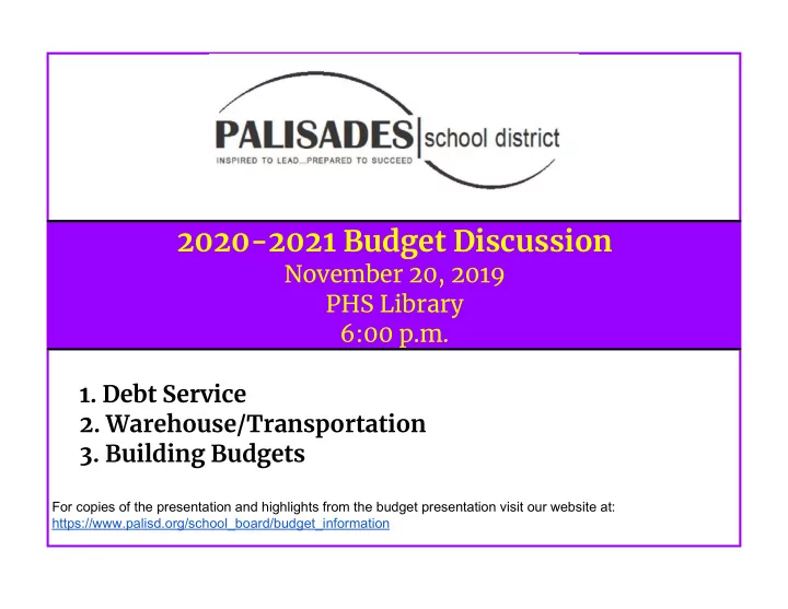 2020 2021 budget discussion