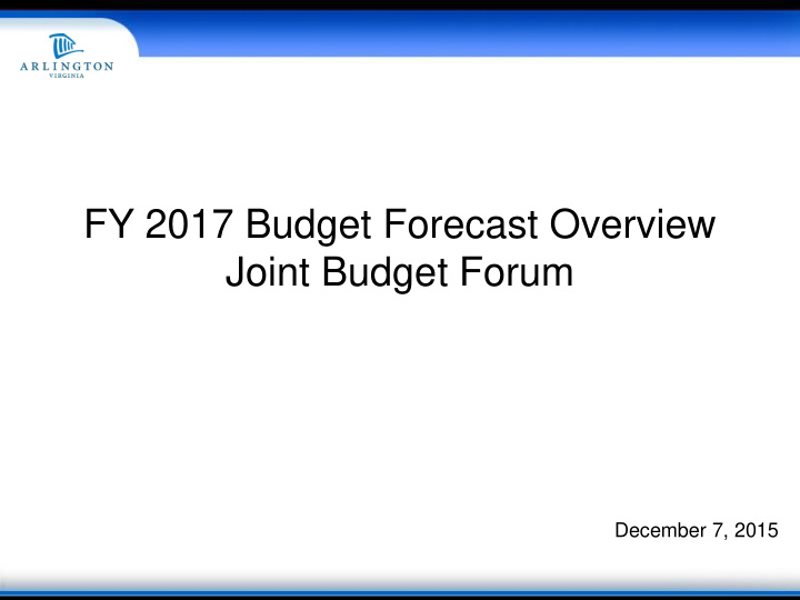joint budget forum