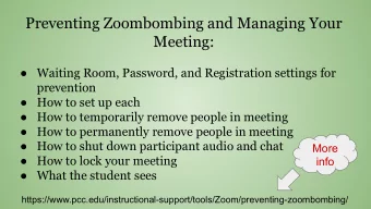 Preventing Zoombombing and Managing Your  Meeting:  Waiting Room, Password, and Registration