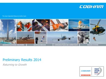 Preliminary Results 2014  Returning to Growth  Agenda  Introduction  Bob Murphy    Chief