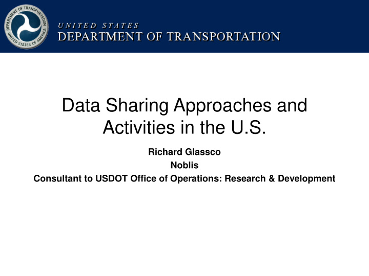 data sharing approaches and activities in the u s