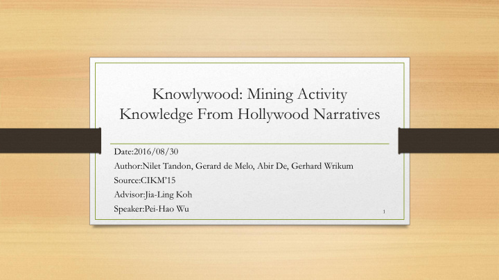 knowlywood mining activity knowledge from hollywood
