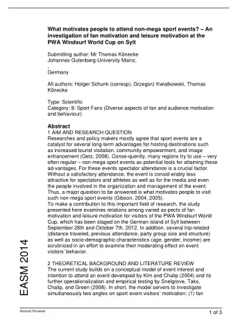 EASM 2014  scrutinized in an effort to examine their moderating effect on event  visitors