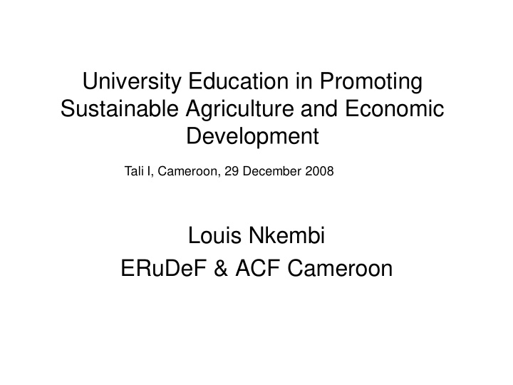university education in promoting sustainable agriculture