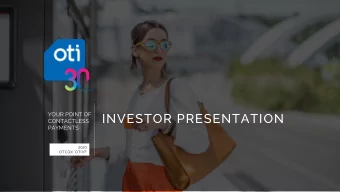 INVESTOR PRESENTATION  CONTACTLESS  PAYMENTS  2020  OTCQX: OTIVF  This presentation may contain