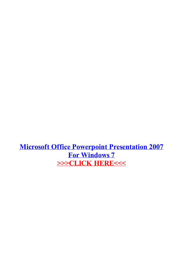 microsoft office powerpoint presentation 2007 for windows