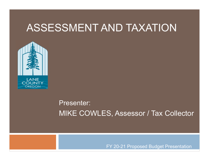 assessment and taxation