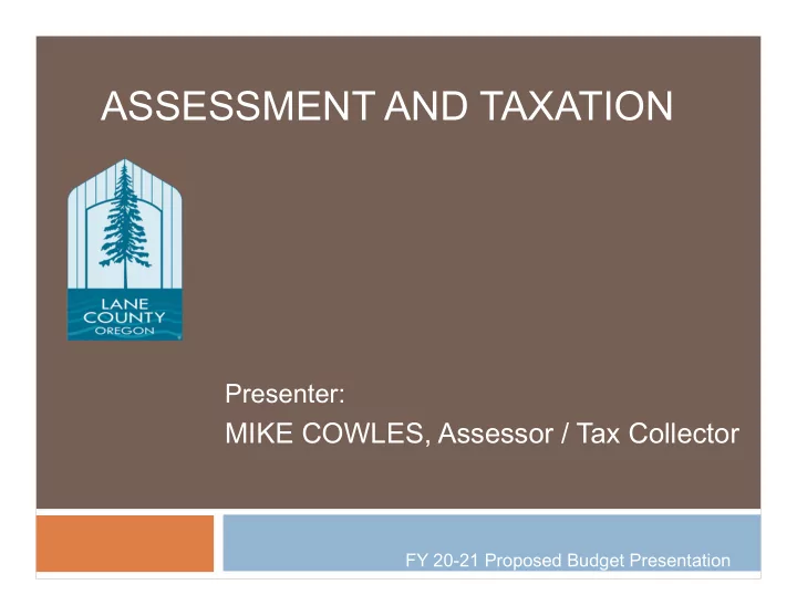 assessment and taxation