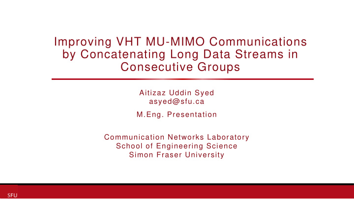 improving vht mu mimo communications by concatenating