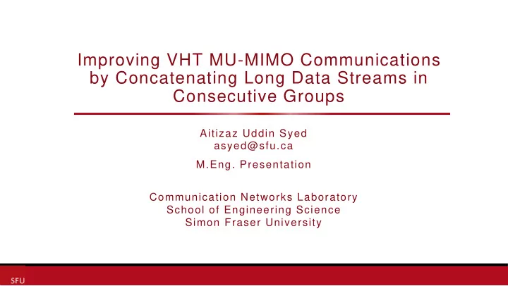 improving vht mu mimo communications by concatenating