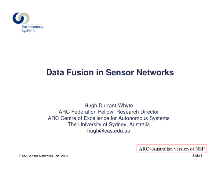 data fusion in sensor networks