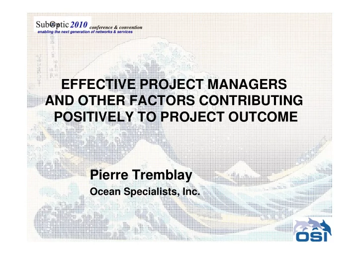 effective project managers and other factors contributing