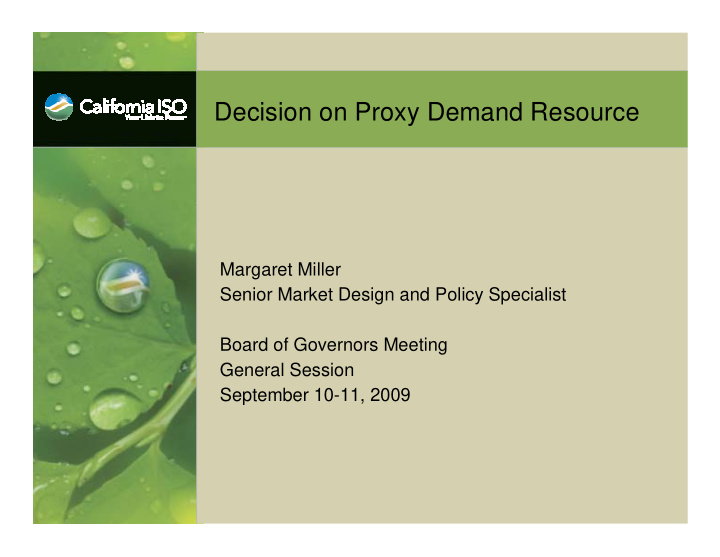 decision on proxy demand resource