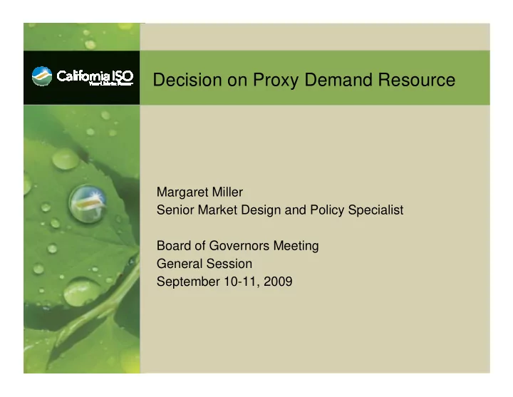 decision on proxy demand resource
