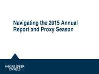 navigating the 2015 annual report and proxy season