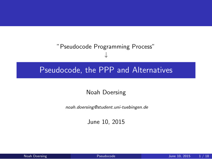 pseudocode the ppp and alternatives