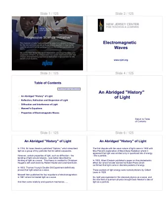 An Abridged &quot;History&quot;  An Abridged &quot;History&quot; of Light  of Light