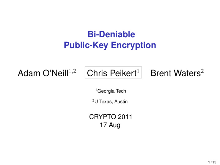 bi deniable public key encryption