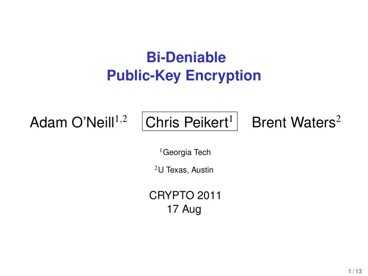 bi deniable public key encryption