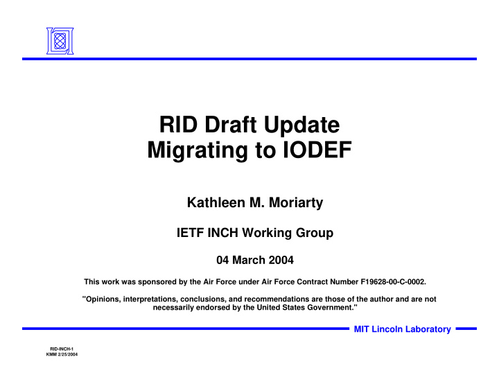 rid draft update migrating to iodef