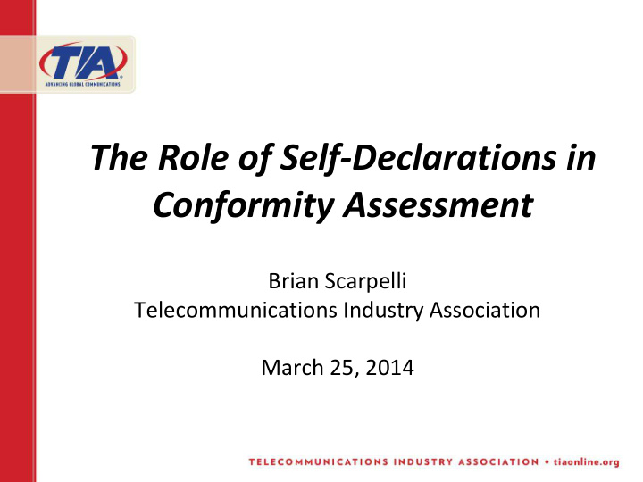 the role of self declarations in conformity assessment
