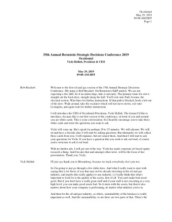 35th Annual Bernstein Strategic Decisions Conference 2019  Occidental  Vicki Hollub, President