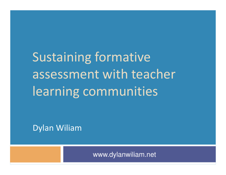 sustaining formative assessment with teacher learning