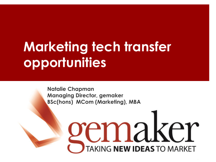 marketing tech transfer opportunities