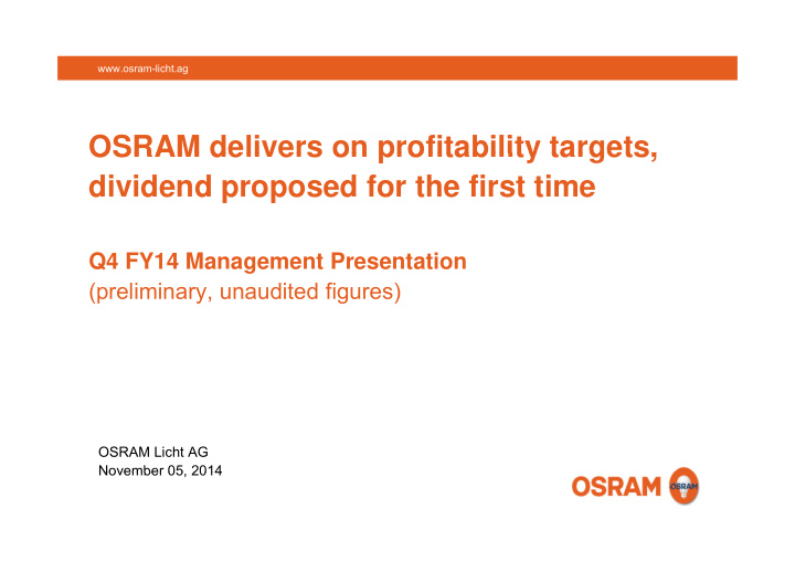 osram delivers on profitability targets osram delivers on
