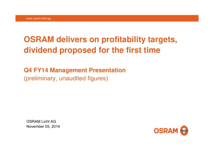 osram delivers on profitability targets osram delivers on