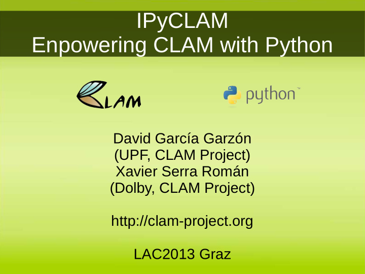 ipyclam enpowering clam with python