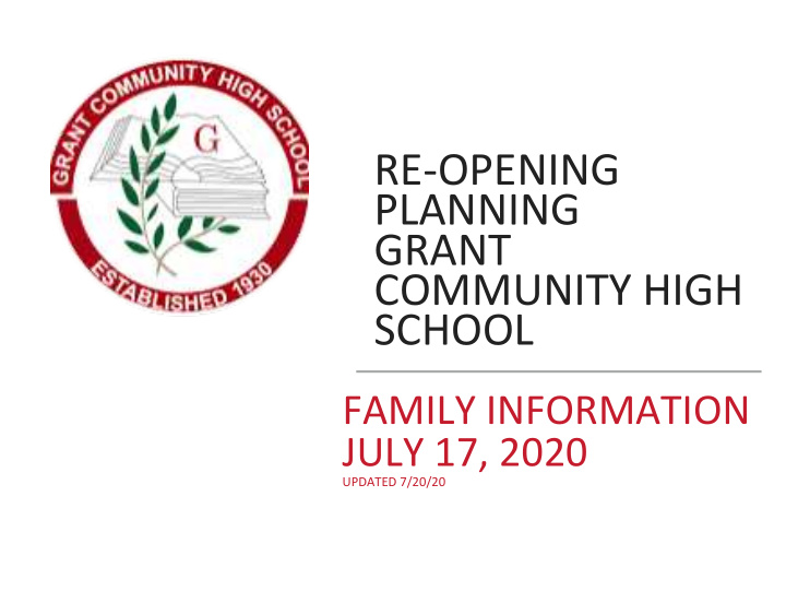 re opening planning grant community high school