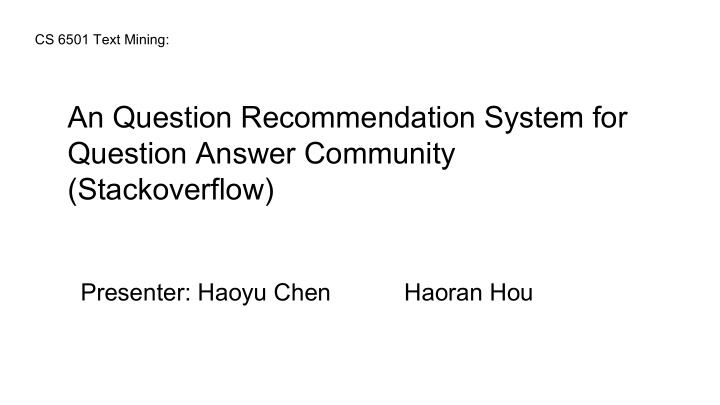 an question recommendation system for question answer