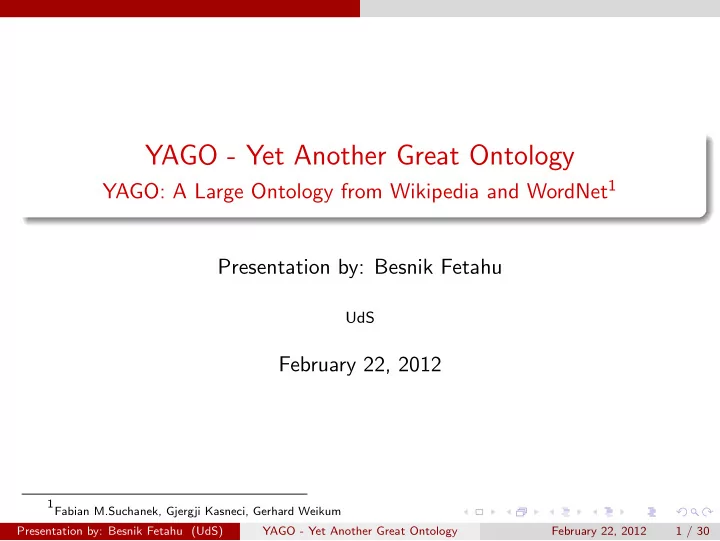 yago yet another great ontology