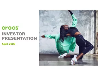 INVESTOR  PRESENTATION  April 2020  Some information provided in this document will be