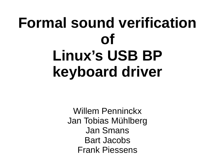 formal sound verification of linux s usb bp keyboard