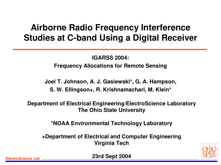 airborne radio frequency interference studies at c band