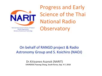 Science of the Thai  National Radio  Observatory  National Astronomical Institute of Thailand